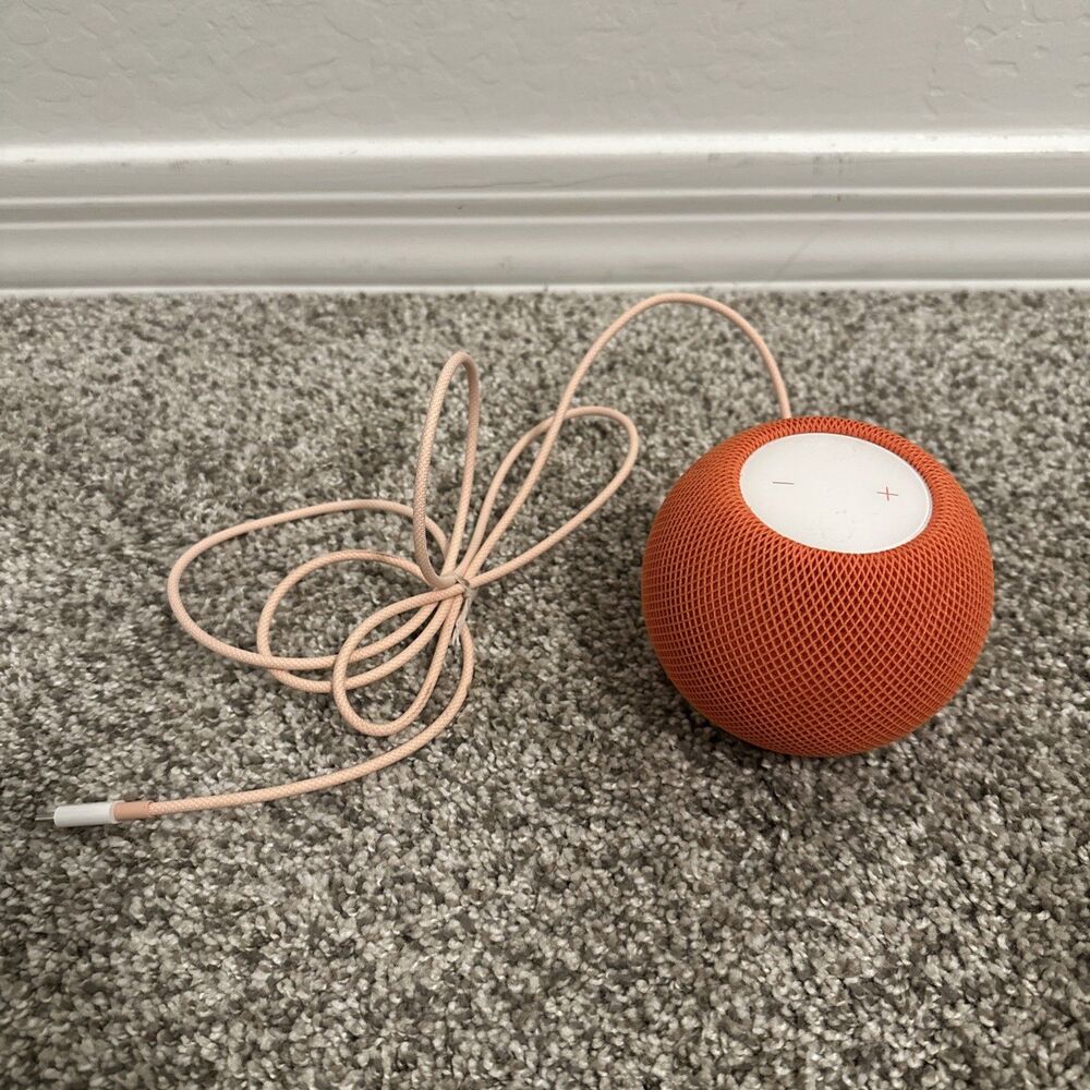 Apple HomePod Mini Smart Speaker Orange A2374 MJ2D3LL/A Siri Wi-Fi TESTED WORKS